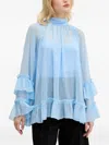 Never Fully Dressed High-neck Ruffled Top In Blue