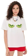 Never Fully Dressed Kiwi-print T-shirt In White