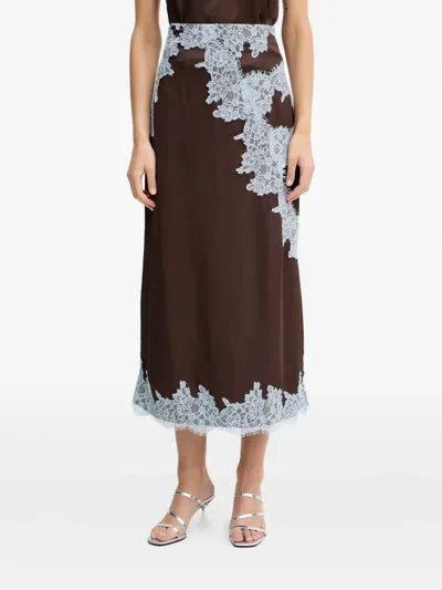 NEVER FULLY DRESSED LACE-DETAIL MIDI SKIRT