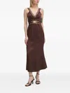 Never Fully Dressed Lace-insert Slip Midi Dress In Brown