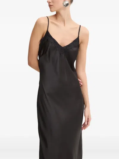 Never Fully Dressed Lace-trim Slip Dress In Black