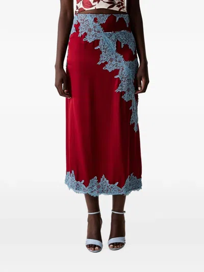Never Fully Dressed Lace-appliqué Midi Skirt In Multi
