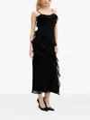 Never Fully Dressed Layered Ruffle Midi Dress In Black