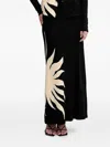 Never Fully Dressed Leaf-print Ribbed Skirt In Black
