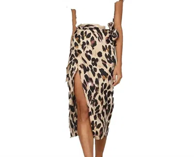Never Fully Dressed Leopard Jaspre Wrap Skirt In Brown