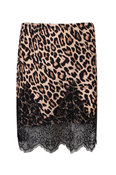 Never Fully Dressed Leopard Lace Mini Maeva Skirt In Animal Print
