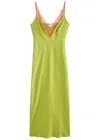 Never Fully Dressed Lily Lace-trim Satin Midi Dress In Lime