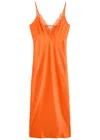 Never Fully Dressed Lily Lace-trim Satin Midi Dress In Orange