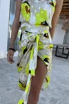 Never Fully Dressed Lime Abstract Animal Jaspre Skirt In Blue