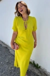 Never Fully Dressed Lime Jacquard Andie Dress In Yellow