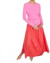 Never Fully Dressed Lola Long Sleeve Maxi Dress In Pink/red In Multi