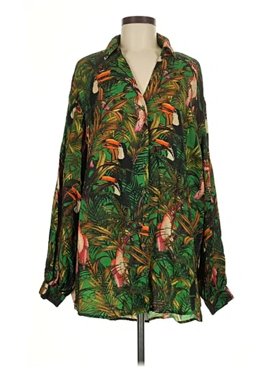 Pre-owned Never Fully Dressed Long Sleeve Blouse In Green