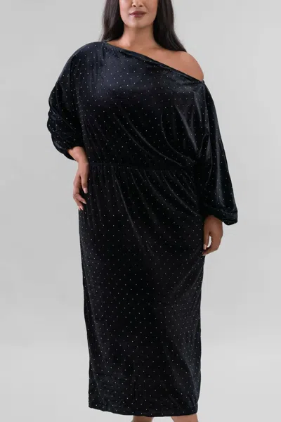 Never Fully Dressed Long Sleeved Velvet Tilly Dress In Black