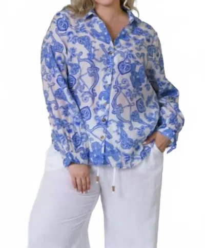 Never Fully Dressed Love Lock Miley Shirt - Plus In Blue/white In Burgundy