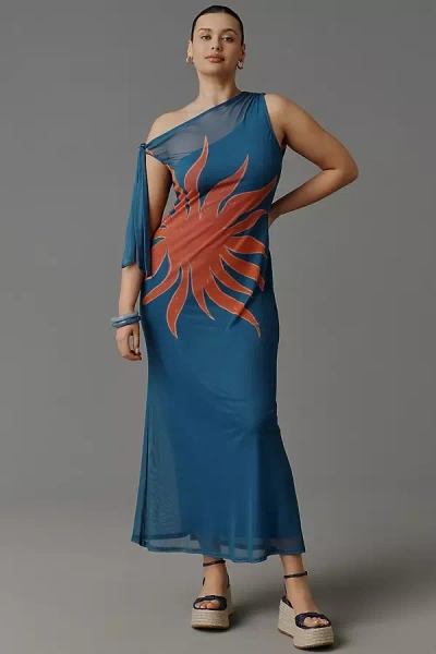 Never Fully Dressed Lyla Off-the-shoulder Maxi Dress In Blue