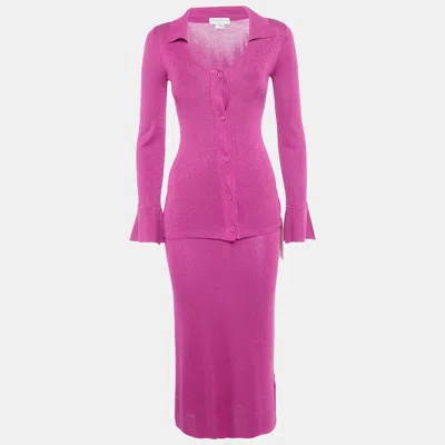 Pre-owned Never Fully Dressed Magenta Pink Lurex Knit Sparkle Top & Skirt Set S