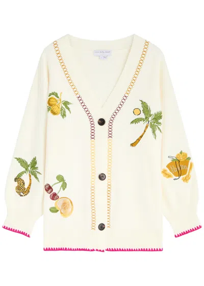 Never Fully Dressed Martha Embroidered Knitted Cardigan In Cream