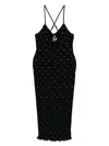Never Fully Dressed Cross Neck Gold Fleck Plisse Midaxi Dress In Black In Black