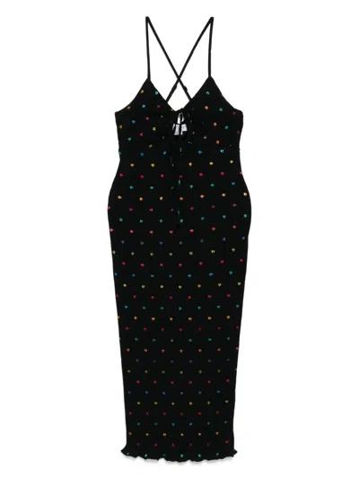 Never Fully Dressed Cross Neck Gold Fleck Plisse Midaxi Dress In Black