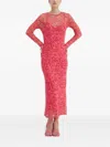 Never Fully Dressed Mesh Long-sleeve Print Dress In Pink