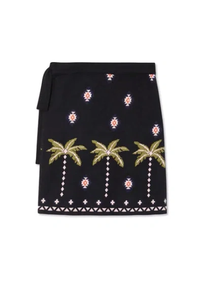 Never Fully Dressed Havana Intarsia Mini Wrap Skirt In Black