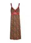 Never Fully Dressed Mimi Cherry And Leopard-print Satin Midi Dress In Multi