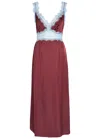 Never Fully Dressed Mimi Lace-trim Satin Midi Dress In Burgundy