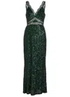 Never Fully Dressed Mimi Sequin-embellished Satin Maxi Dress In Green