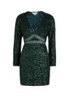 Never Fully Dressed Mimi Sequin-embellished Satin Mini Dress In Green