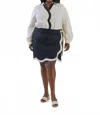 Never Fully Dressed Mono Scallop Mini Jaspre Skirt - Plus In Black In Blue