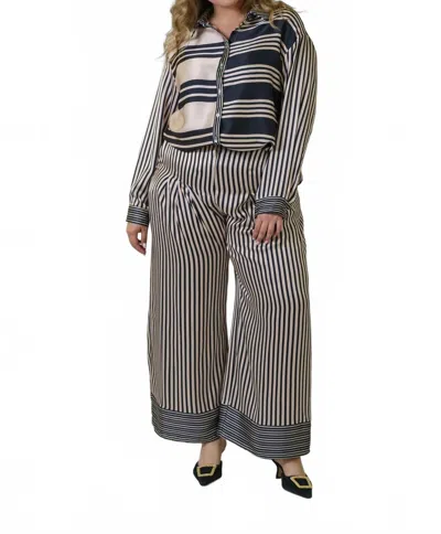 Never Fully Dressed Mono Stripe Isla Trouser - Plus In Black And White Stripe In Multi
