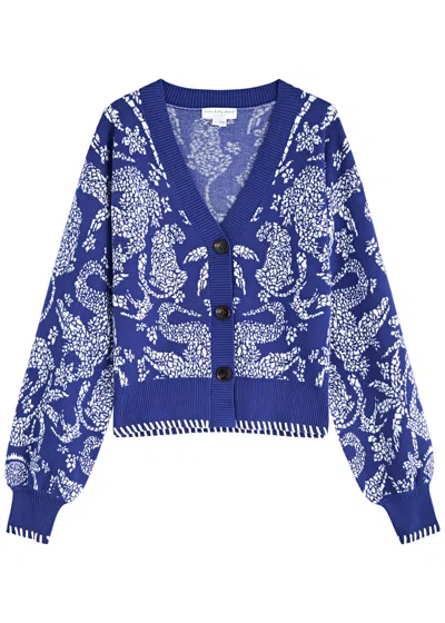 Never Fully Dressed Mosaic Knitted Cardigan In Blue