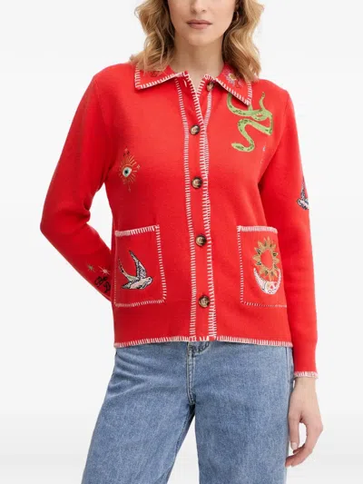 Never Fully Dressed Mystical Embroidered Cardigan In Red