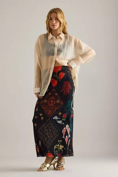 Never Fully Dressed Night Garden Mesh Dorris Maxi Skirt In Multi