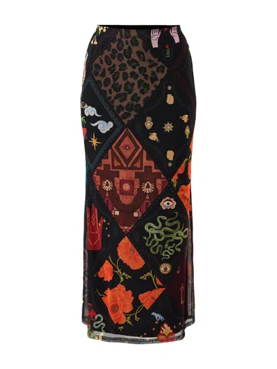 Never Fully Dressed Night Garden Mesh Dorris Skirt In Black