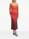 Never Fully Dressed Ombré Dot Mesh Midi Dress In Orange