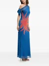 Never Fully Dressed One-shoulder Flame-print Maxi Dress In Blue