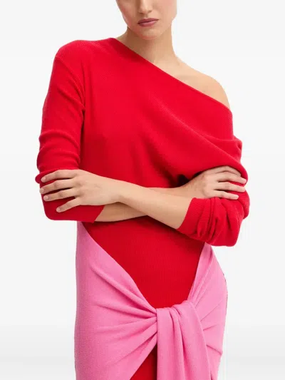 Never Fully Dressed One-shoulder Midi Dress In Red