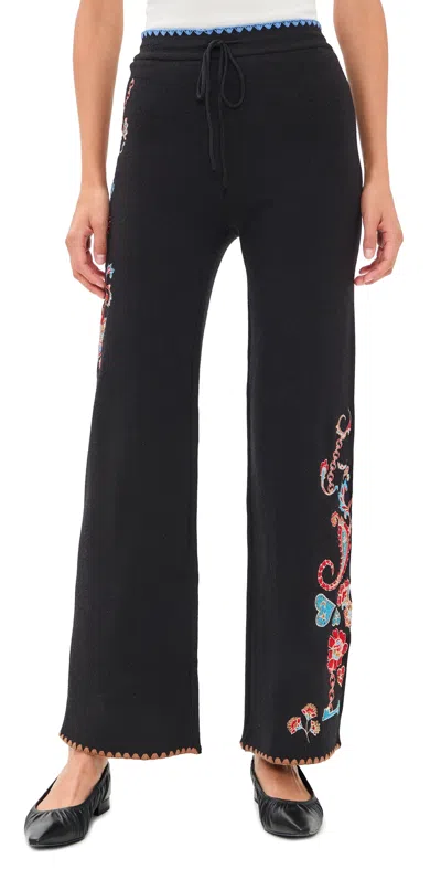 Never Fully Dressed Paisley Wide Leg Pants Black