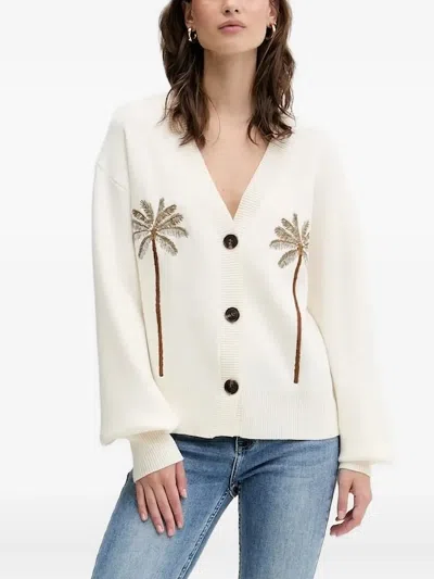 Never Fully Dressed Palm-tree Embroidered Cardigan In Neutral