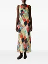 Never Fully Dressed Patchwork Cowl-neck Maxi Dress In Multi