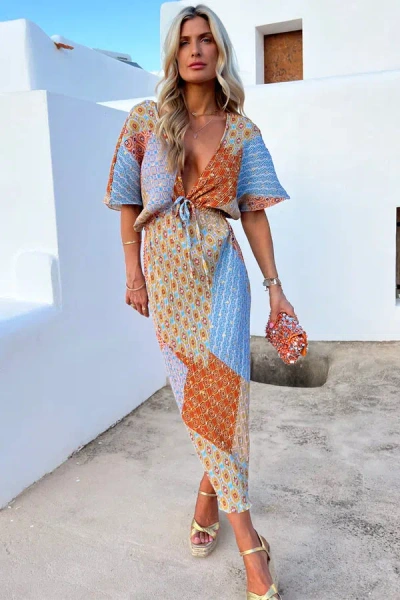 Never Fully Dressed Patchwork Plisse Mollie Midi Dress