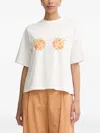 Never Fully Dressed Peach-print Cotton T-shirt In White
