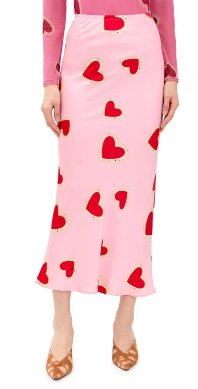 Never Fully Dressed Pink Hearts Dorris Skirt Pink
