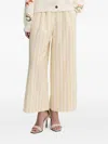 Never Fully Dressed Pleated Striped Trousers In Yellow