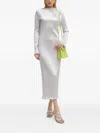 Never Fully Dressed Plissé-effect Long-sleeve Dress In Metallic