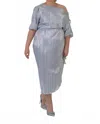Never Fully Dressed Plisse Jaspre Wrap Skirt - Plus In Silver Plisse In Silver