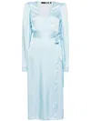 Never Fully Dressed Textured Midi Wrap Dress In Blue