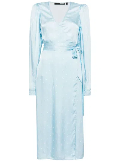 Never Fully Dressed Textured Midi Wrap Dress In Blue