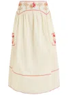 Never Fully Dressed Pollenca Embroidered Cotton Midi Skirt